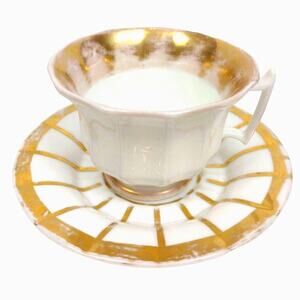 Furstenberg Grecque Athena China Coffee Cup Saucer Gold Germany 1900's
